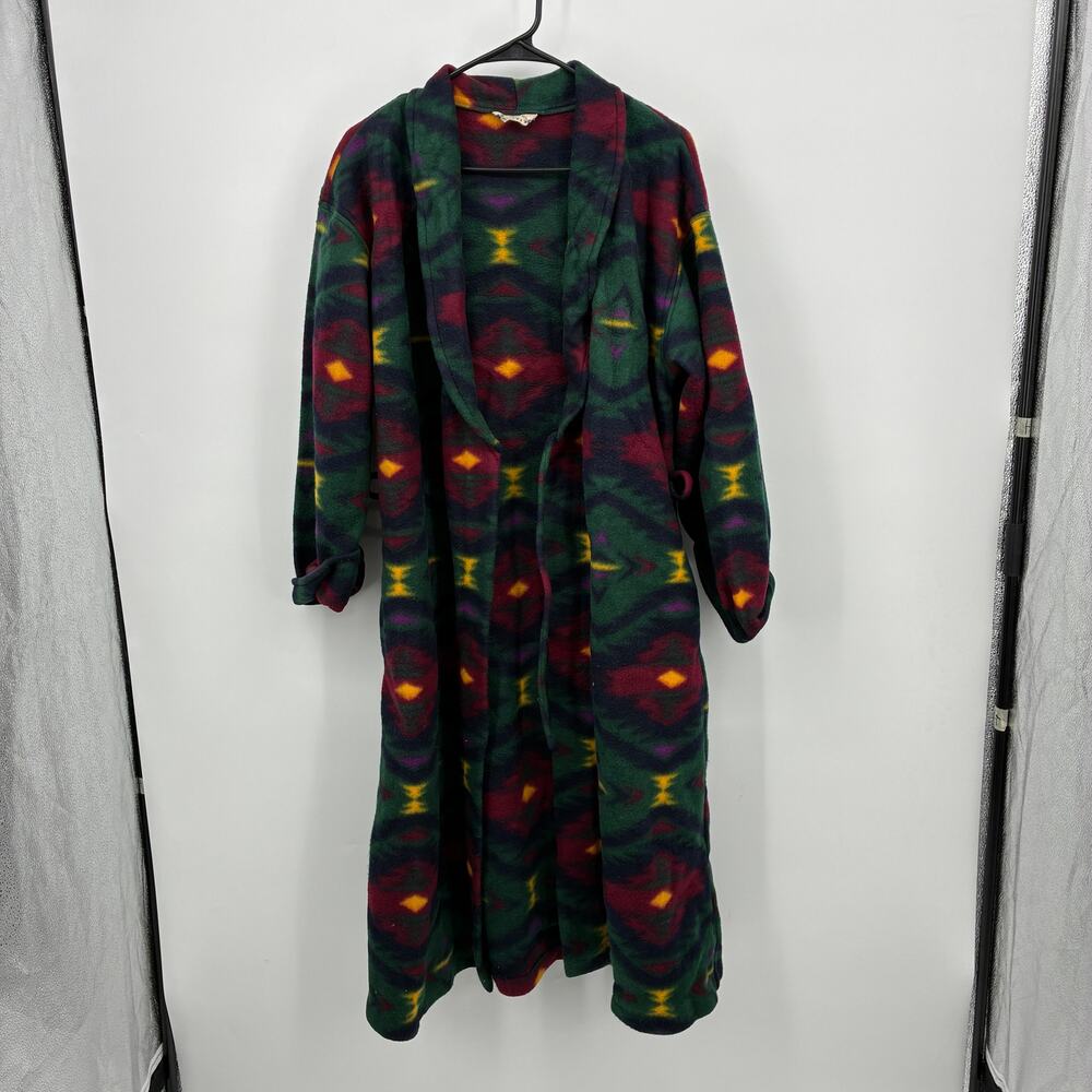 Personal Identity Fleece Aztec Duster Coat Robe Southwestern Multicolor Size XL